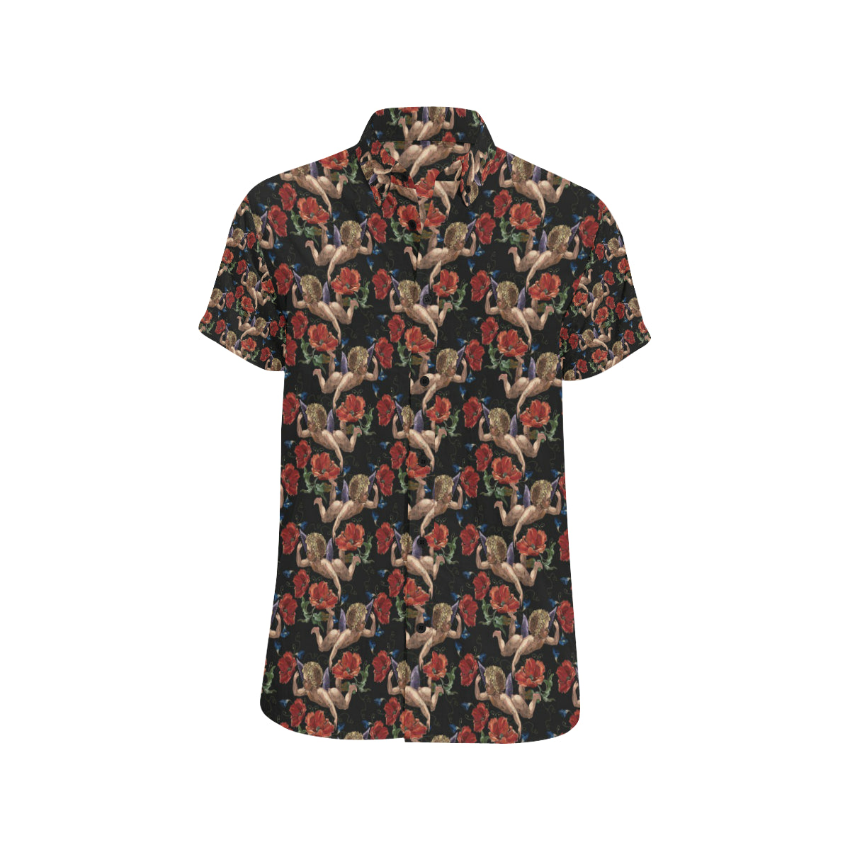 Cupid Pattern Print Design 05 Men's Short Sleeve Button Up Shirt