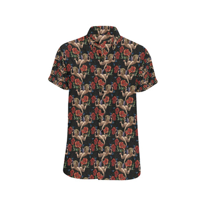 Cupid Pattern Print Design 05 Men's Short Sleeve Button Up Shirt