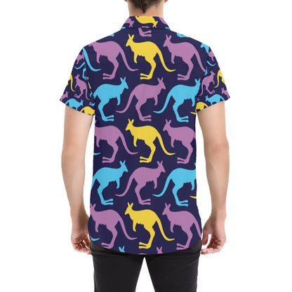 Kangaroos Pattern Print Design 02 Men's Short Sleeve Button Up Shirt