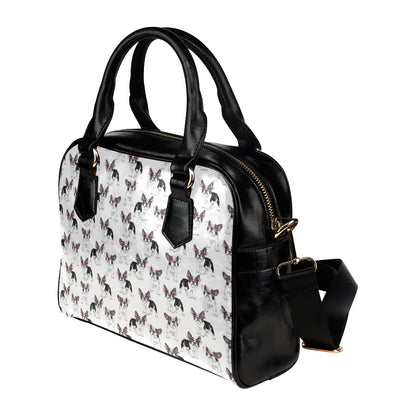 Boston Terrier Pattern Print Design 03 Shoulder Handbag