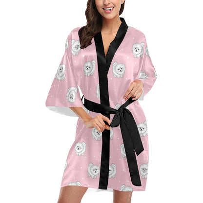 Pomeranians Pattern Print Design A02 Women's Short Kimono