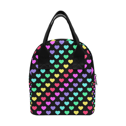 Heart Rainbow Pattern Print Design HE02 Insulated Lunch Bag
