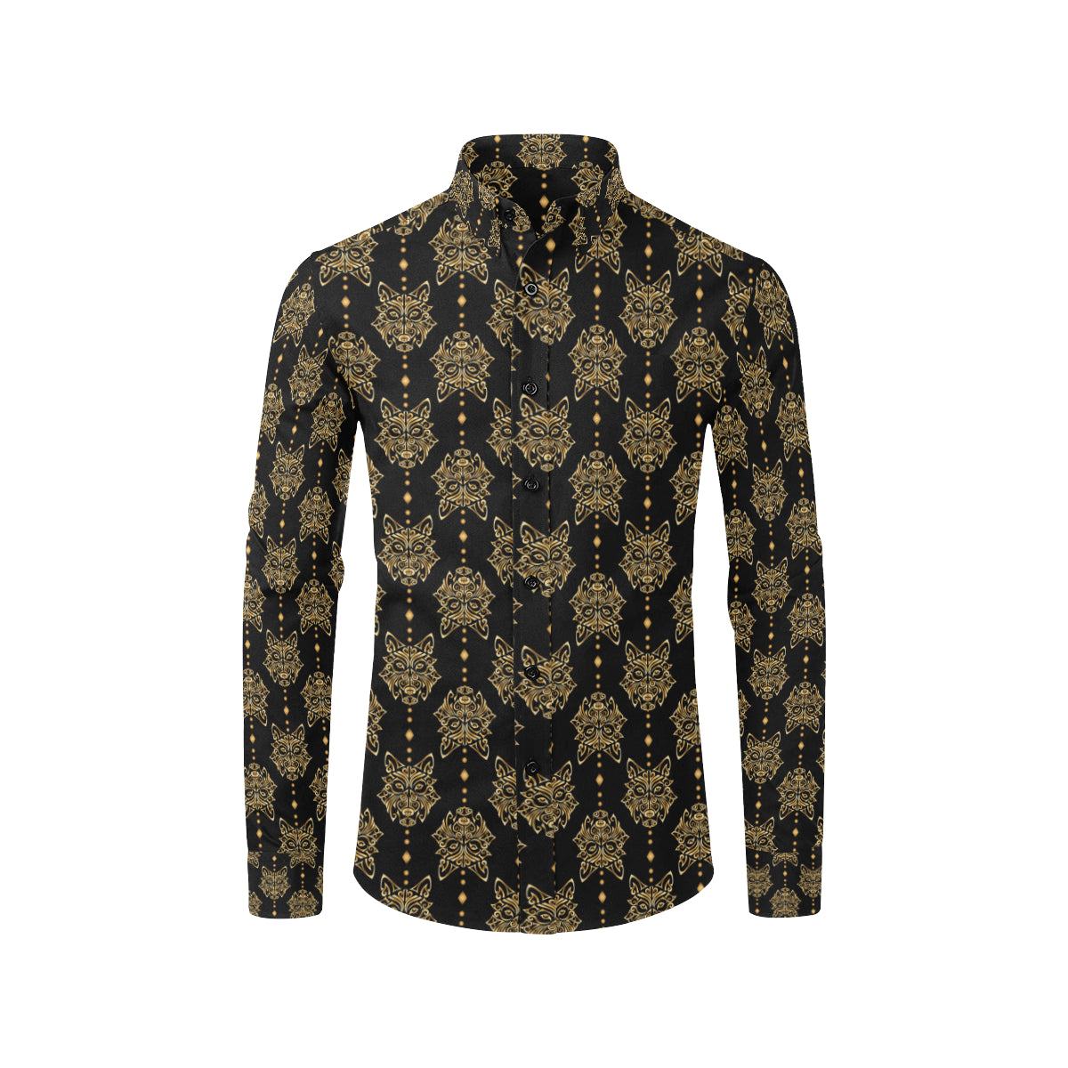 Aztec Wolf Pattern Print Design 04 Men's Long Sleeve Shirt