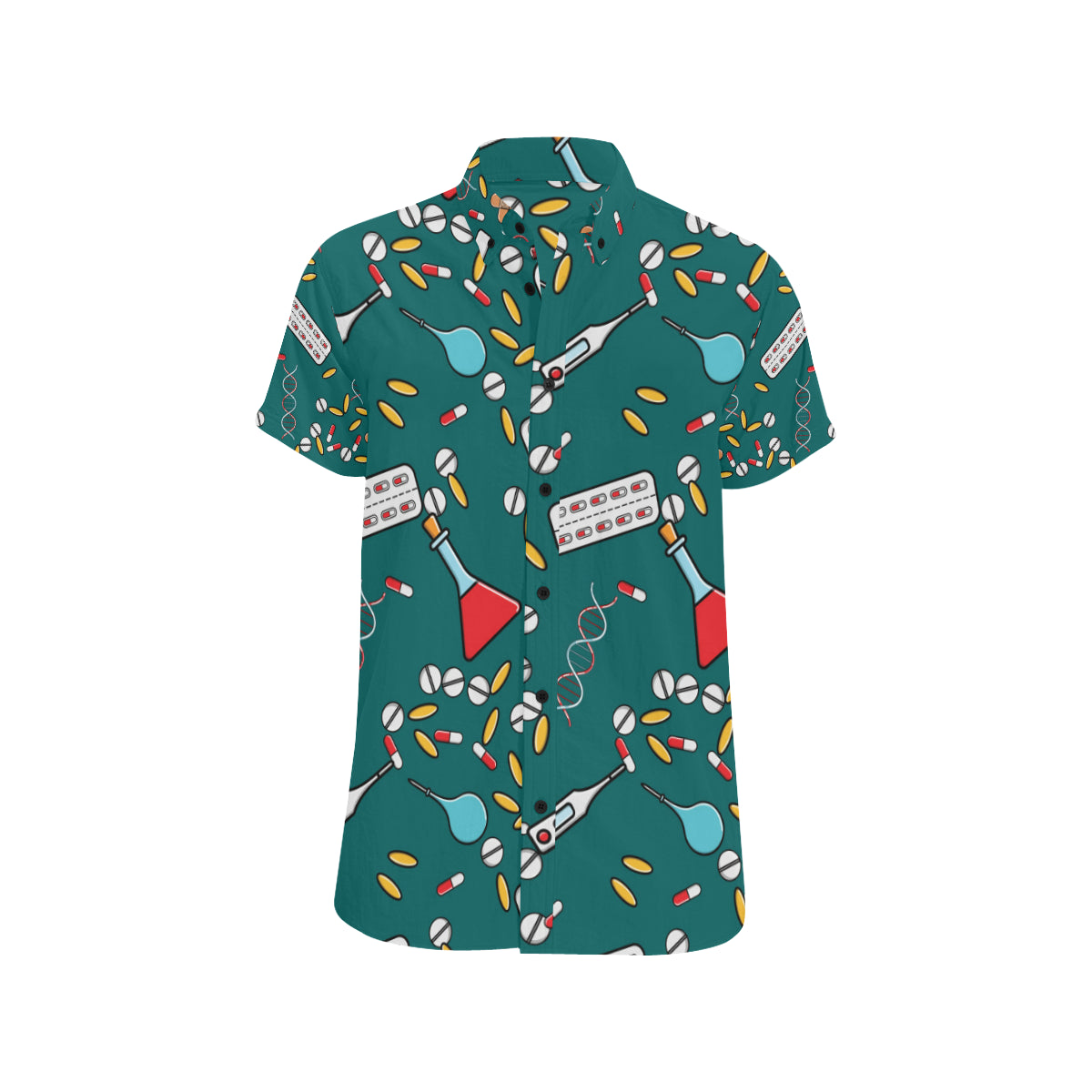 Nurse Pattern Print Design A05 Men's Short Sleeve Button Up Shirt
