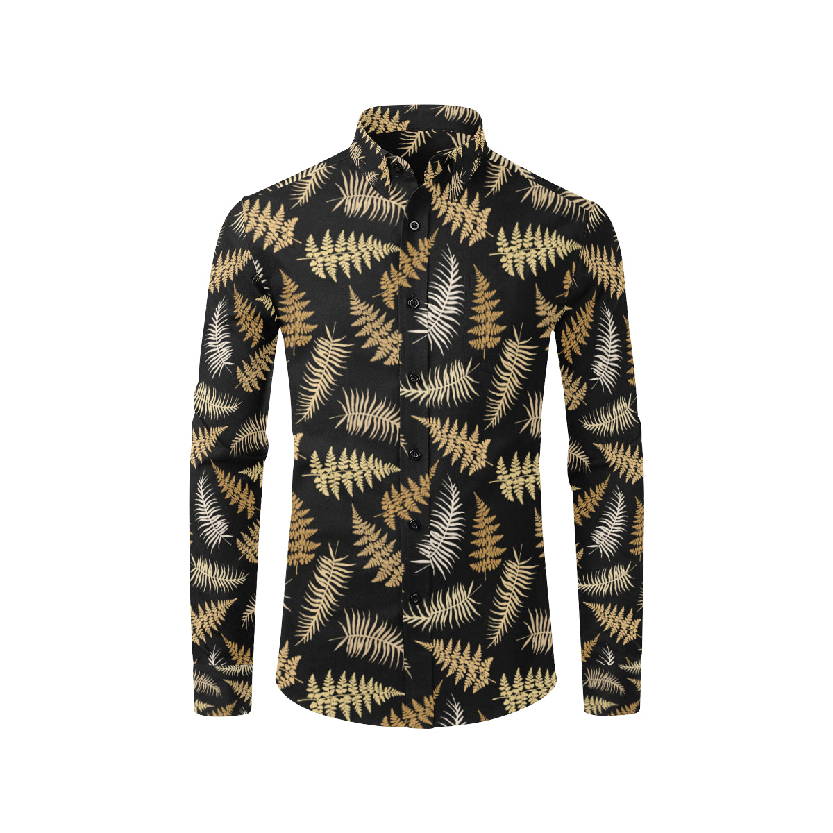 Fern Leave Bright Print Pattern Men's Long Sleeve Shirt
