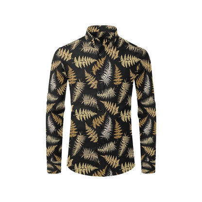 Fern Leave Bright Print Pattern Men's Long Sleeve Shirt