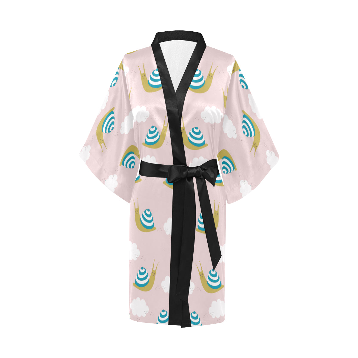 Snail Pattern Print Design 02 Women's Short Kimono