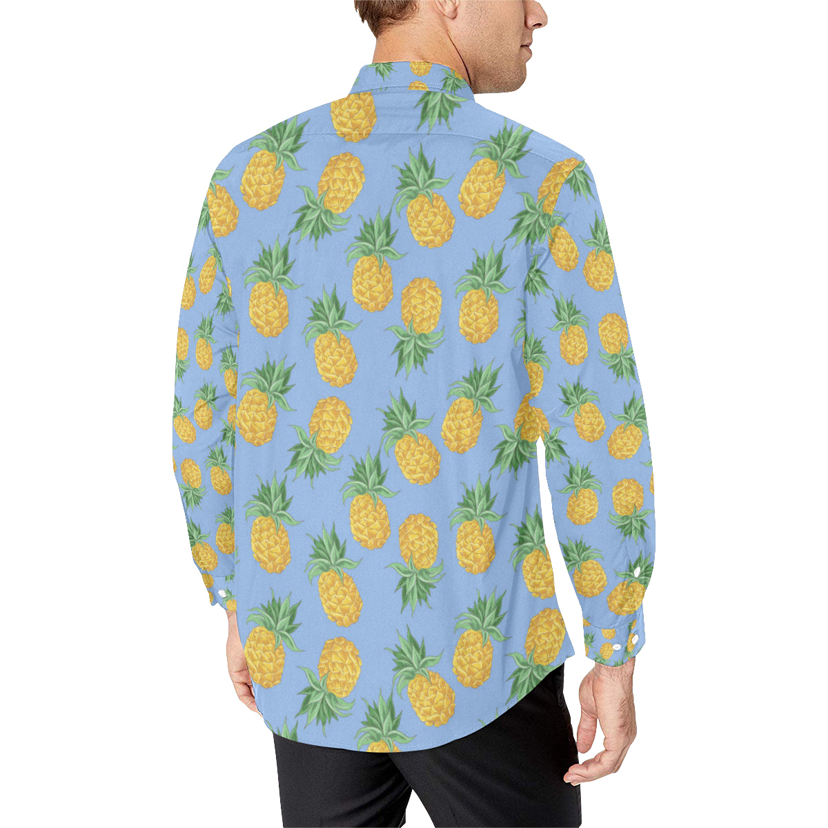 Pineapple Pattern Print Design A04 Men's Long Sleeve Shirt