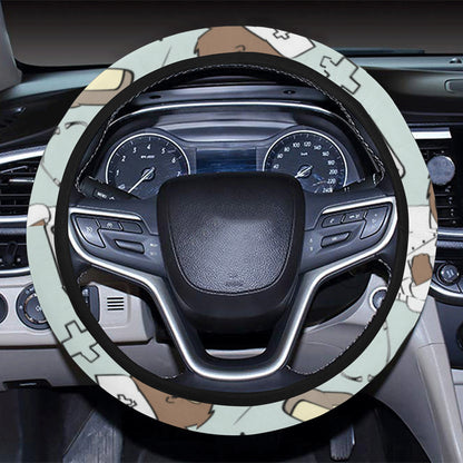 Nurse Bear Pattern Print Design A01 Steering Wheel Cover with Elastic Edge