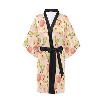 Peach Pattern Print Design A01 Women's Short Kimono