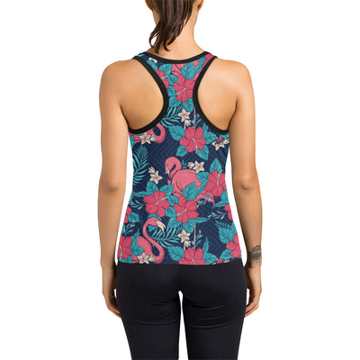 Flamingo Red Hibiscus  Pattern Women's Racerback Tank Top