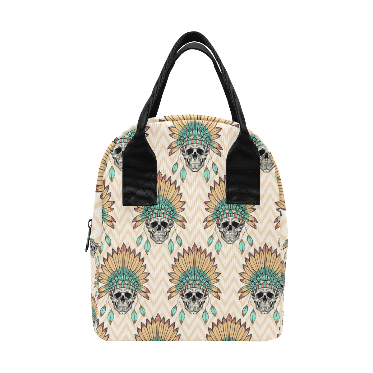 Indian Skull Pattern Insulated Lunch Bag