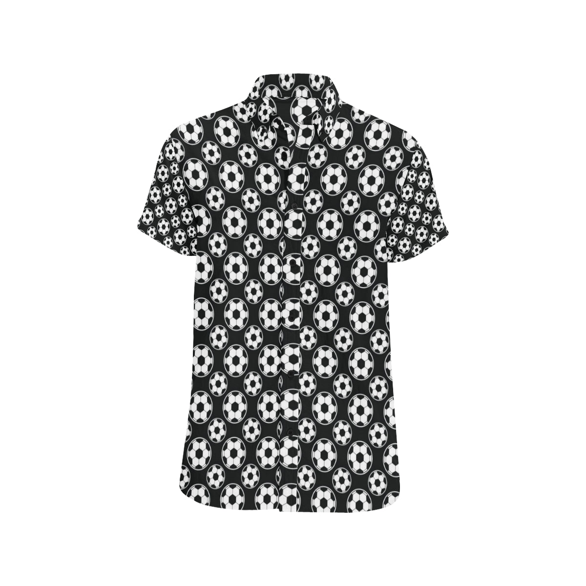 Soccer Ball Black Print Pattern Men's Short Sleeve Button Up Shirt