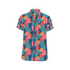 Red Hibiscus Pattern Print Design HB02 Men's Short Sleeve Button Up Shirt