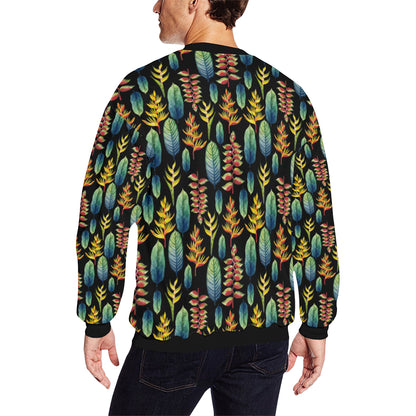 Heliconia Pattern Print Design HL03 Men Long Sleeve Sweatshirt