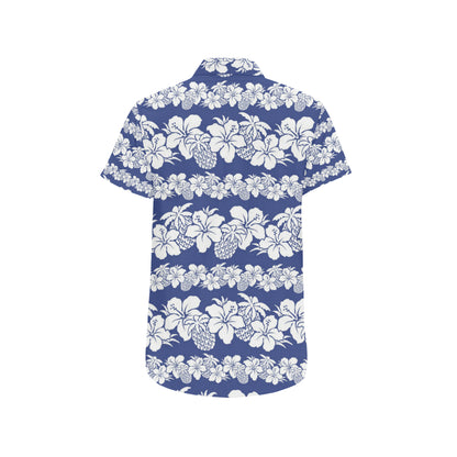 Hawaiian Themed Pattern Print Design H07 Men's Short Sleeve Button Up Shirt