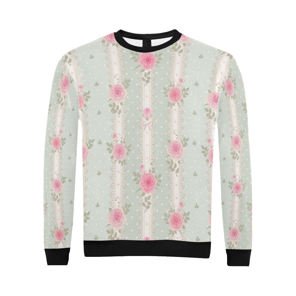 Rose Pattern Print Design RO016 Men Long Sleeve Sweatshirt