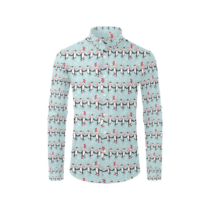 Penguin Sking Design Men's Long Sleeve Shirt