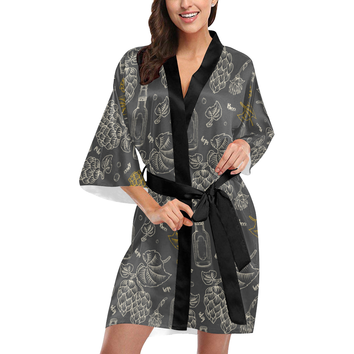 Hope Pattern Print Design 01 Women's Short Kimono