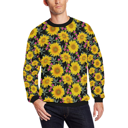 Sunflower Pattern Print Design SF014 Men Long Sleeve Sweatshirt