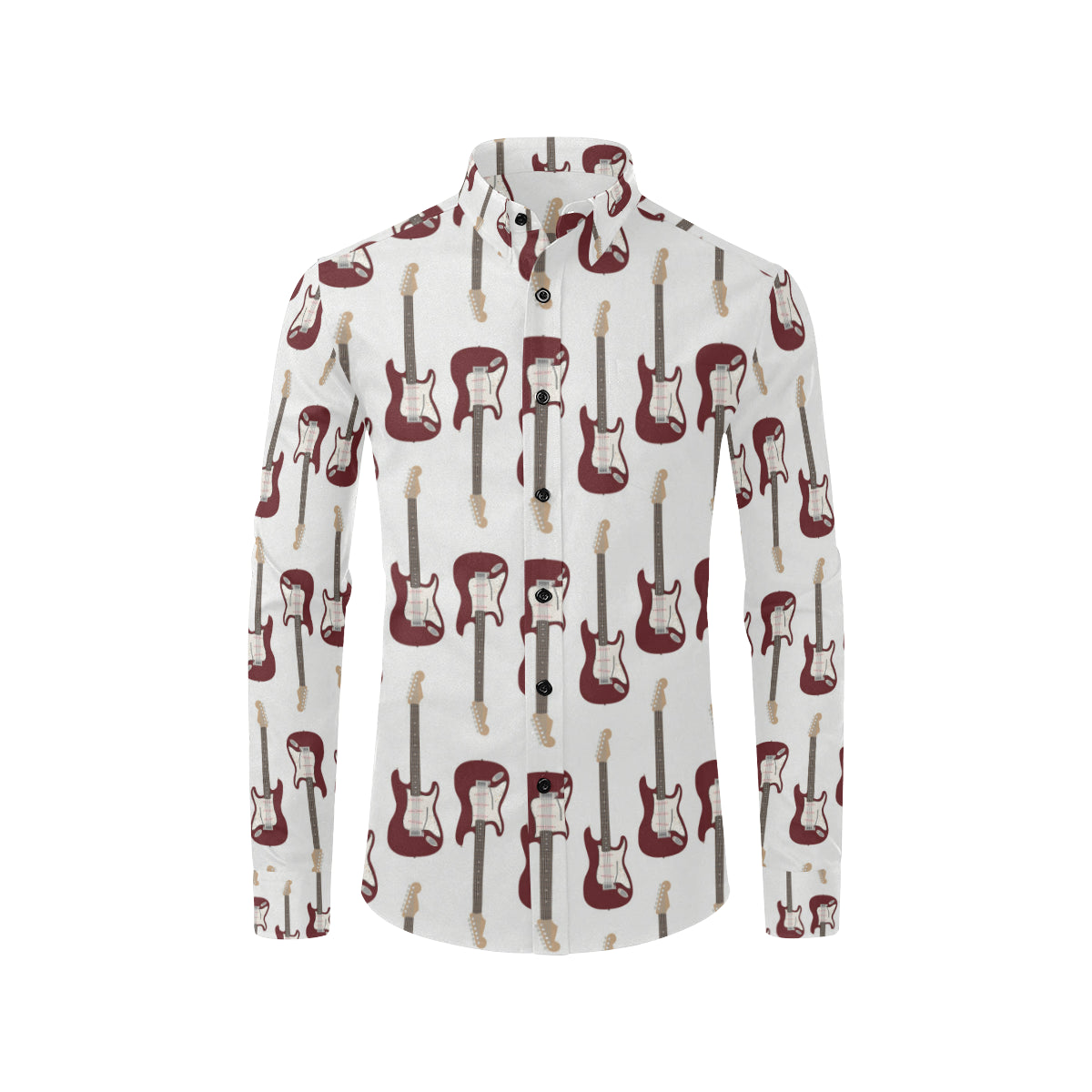 Bass Guitar Pattern Print Design 03 Men's Long Sleeve Shirt