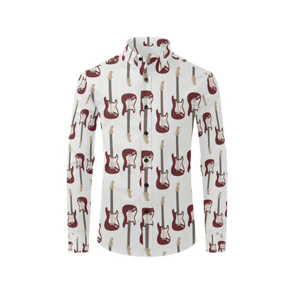 Bass Guitar Pattern Print Design 03 Men's Long Sleeve Shirt