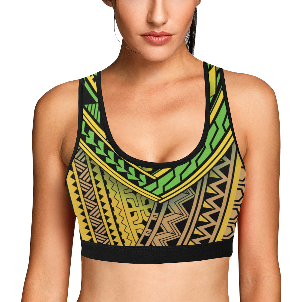 Polynesian Tribal Color Sports Bra