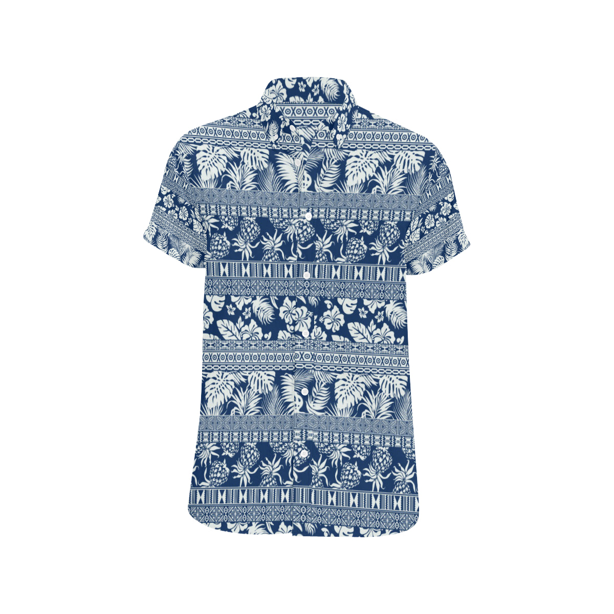 Hawaiian Themed Pattern Print Design H020 Men's Short Sleeve Button Up Shirt