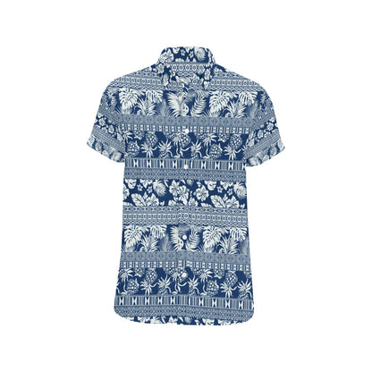 Hawaiian Themed Pattern Print Design H020 Men's Short Sleeve Button Up Shirt
