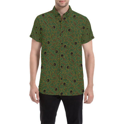 Brocade Pattern Print Design 02 Men's Short Sleeve Button Up Shirt