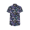 Lavender Dragonfly Pattern Print Design LV03 Men's Short Sleeve Button Up Shirt