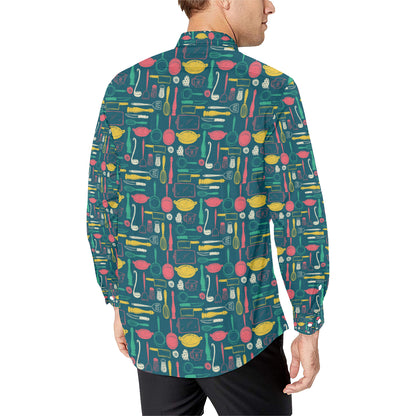 Cooking Kitchen Tools Pattern Print Design 01 Men's Long Sleeve Shirt