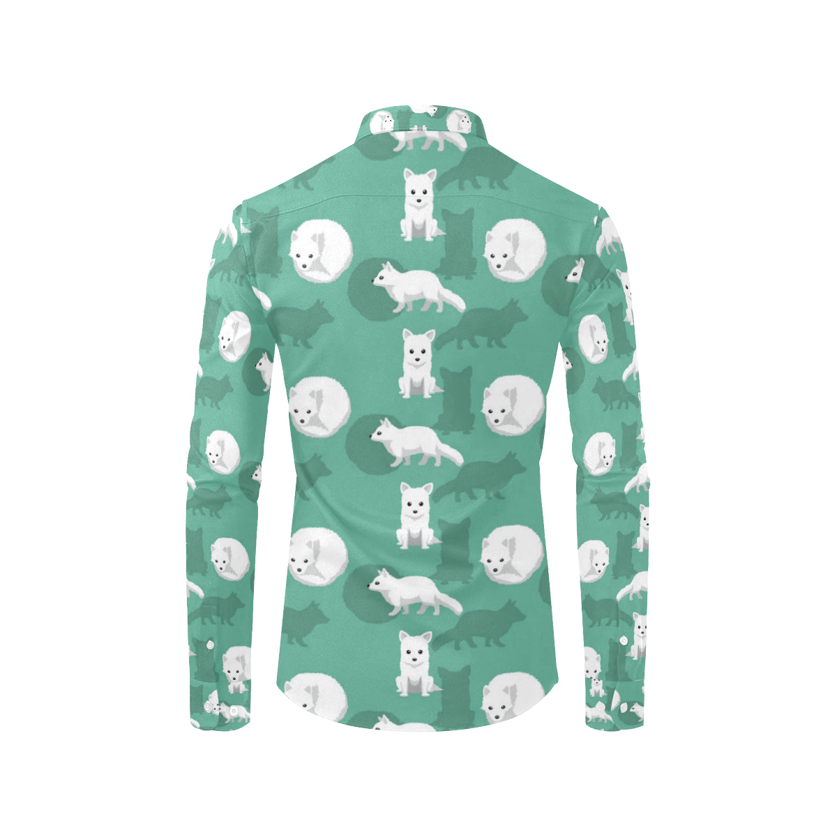 Arctic Fox Pattern Print Design Men's Long Sleeve Shirt