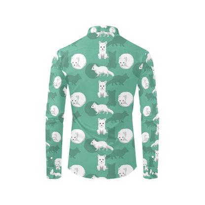 Arctic Fox Pattern Print Design Men's Long Sleeve Shirt