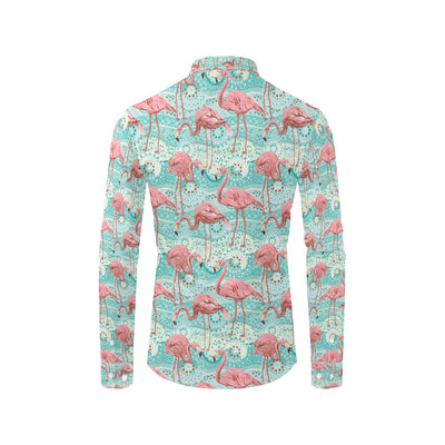 Flamingo Background Themed Print Men's Long Sleeve Shirt