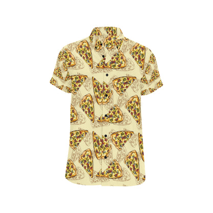 Pizza Pattern Print Design A01 Men's Short Sleeve Button Up Shirt