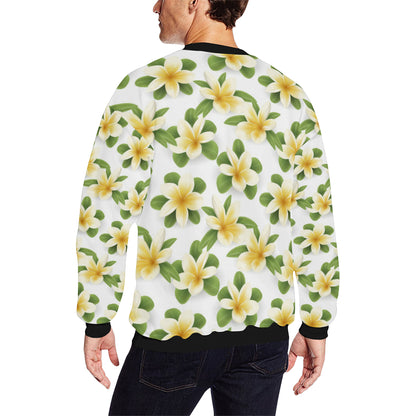 Yellow Plumeria Pattern Print Design PM012 Men Long Sleeve Sweatshirt