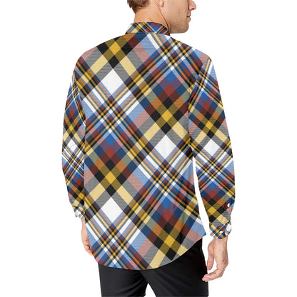 Madras Pattern Print Design 01 Men's Long Sleeve Shirt