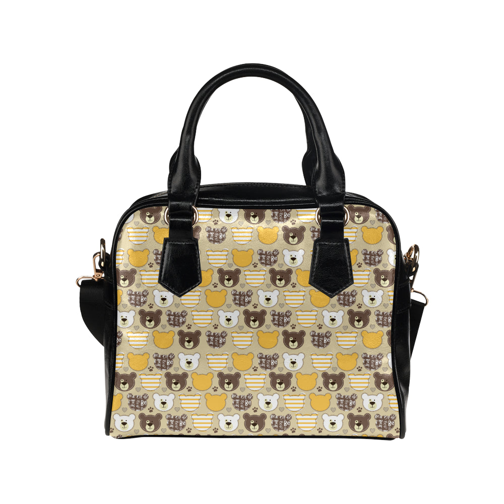 Bear PatchworkPattern Print Design 01 Shoulder Handbag