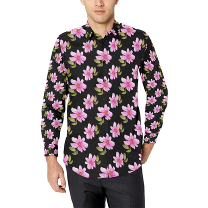 Magnolia Pattern Print Design MAG06 Men's Long Sleeve Shirt