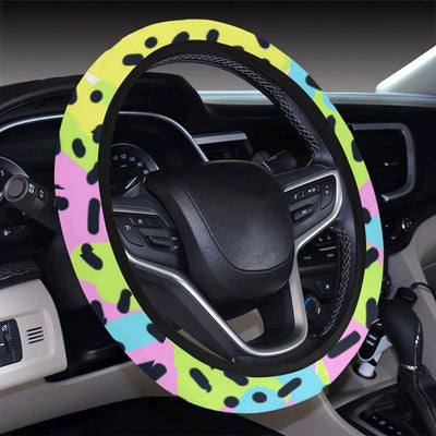 90s Pattern Print Design 2 Steering Wheel Cover with Elastic Edge