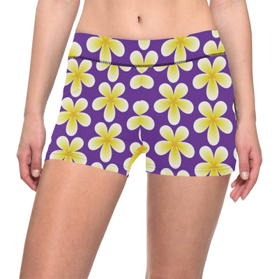 Yellow Plumeria Pattern Print Design PM05 Yoga Shorts