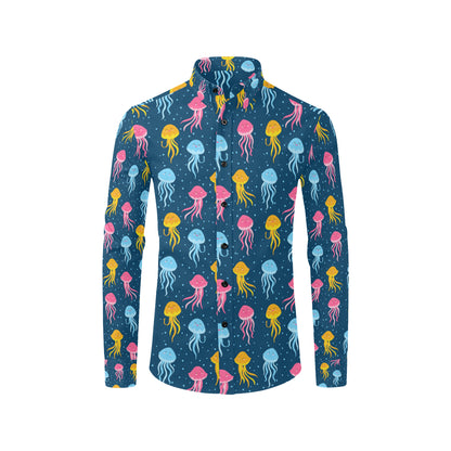 Jellyfish Pattern Print Design 04 Men's Long Sleeve Shirt