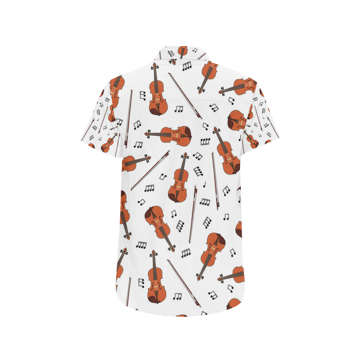 Violin Pattern Print Design 02 Men's Short Sleeve Button Up Shirt