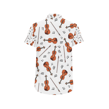 Violin Pattern Print Design 02 Men's Short Sleeve Button Up Shirt
