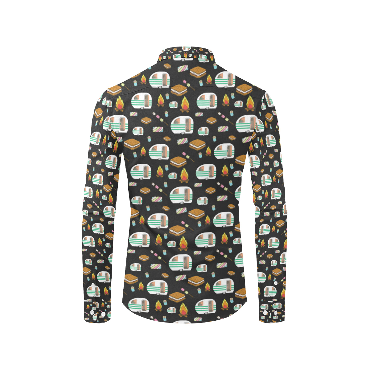 Camper marshmallow Camping Design Print Men's Long Sleeve Shirt