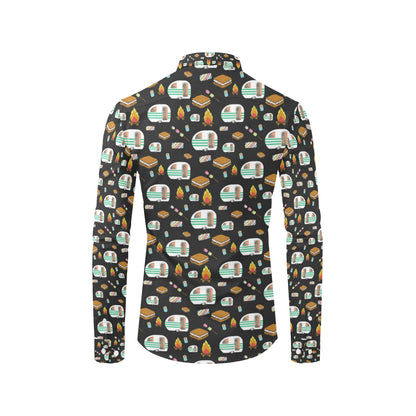 Camper marshmallow Camping Design Print Men's Long Sleeve Shirt