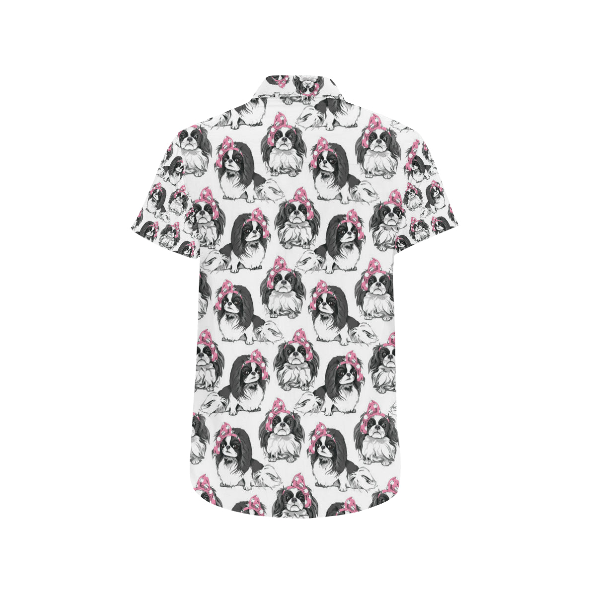 Japanese Chin Pattern Print Design 01 Men's Short Sleeve Button Up Shirt
