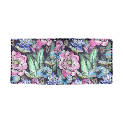 Water Lily Pattern Print Design WL07 Men's ID Card Wallet