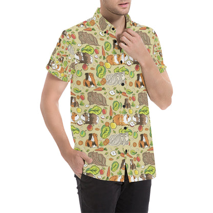 Guinea Pig Pattern Print Design 02 Men's Short Sleeve Button Up Shirt